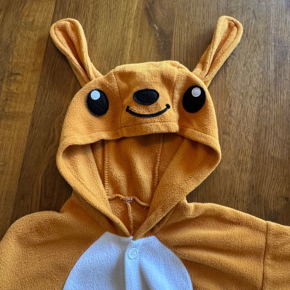 KANGAROO Animal Onesie Pajamas Kids 5-6 Cozy Hooded Brown Halloween Costume - Picture 7 of 7